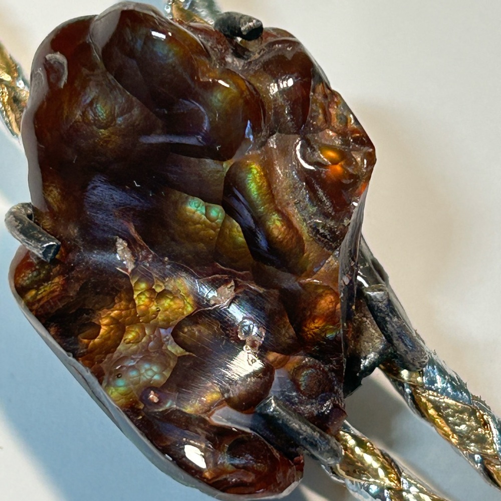 Fire Agate Bolo Tie Vintage Southwestern Pendant Necklace - Unbranded